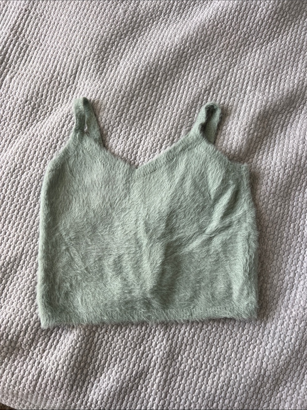 Dotti Fuzzy Knit Crop Tank in Pale Sage
